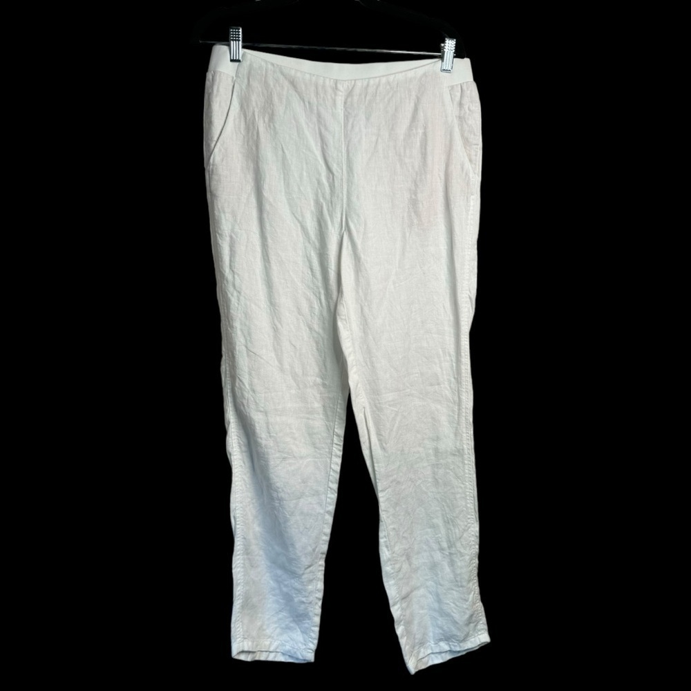 J. Jill Love Linen Pants 100% Linen White Pull-on Tapered Leg Lightweight S
